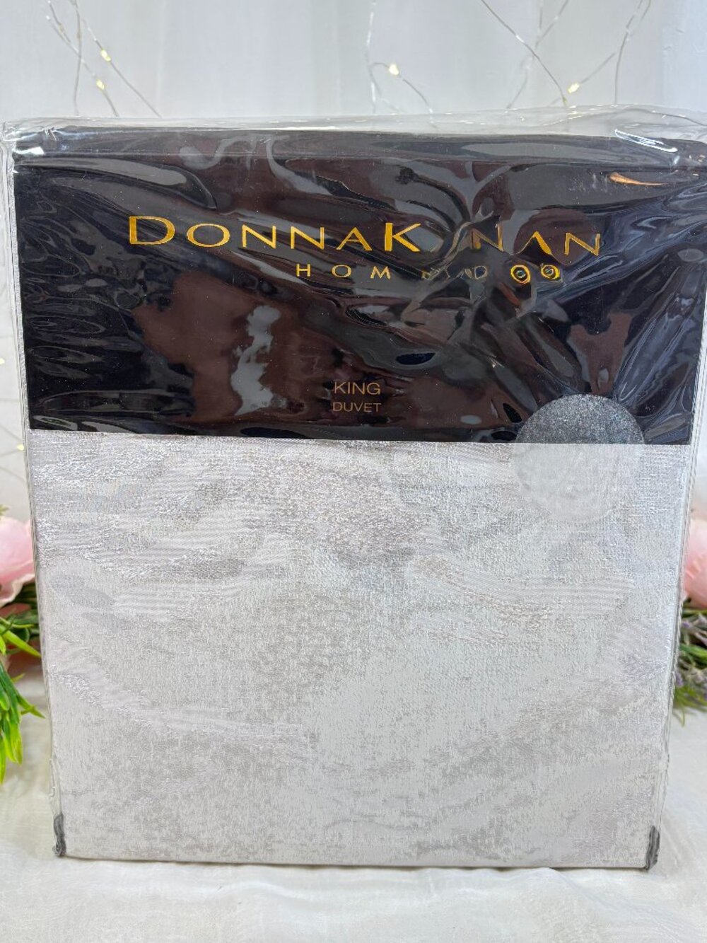 Donna Karan Home Luna Duvet Cover King Jacquard Silver Platinum New